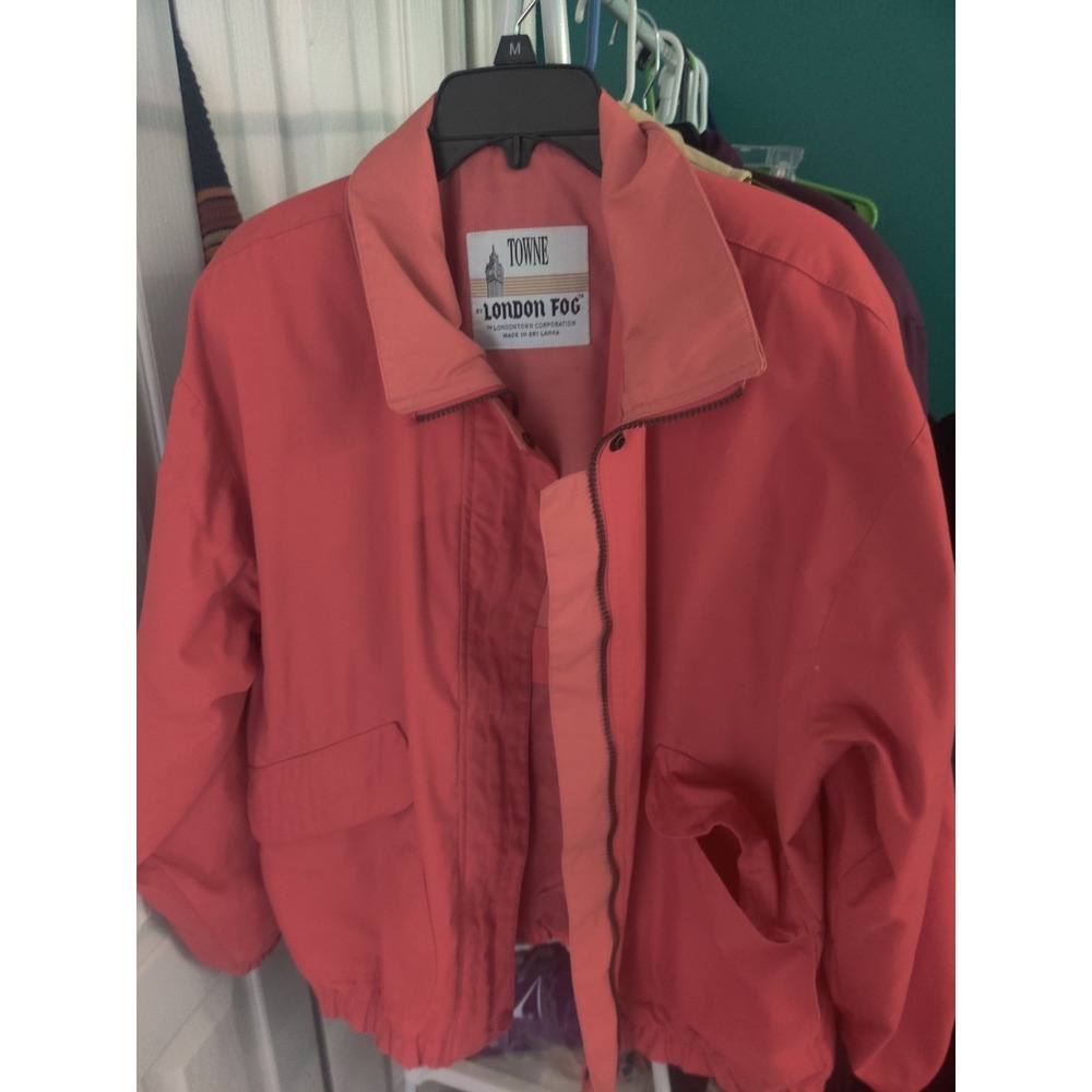 Vintage London Fog Women's Orange  Solid Zip Jacket w/ Pockets, Short Length, XL